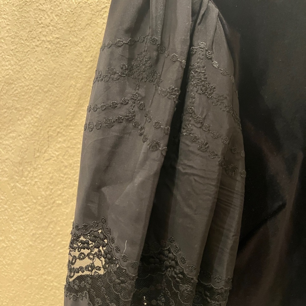 Paul & Joe Made in France Black Velvet Dress Sheer Lace Sleeves FR 38 US 6 - Picture 4 of 4